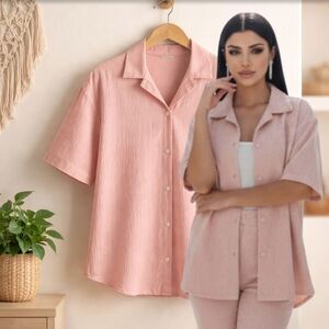 🛍️ MEMBERS ONLY Ivory faux corduroy button up embroidered signature top size lg